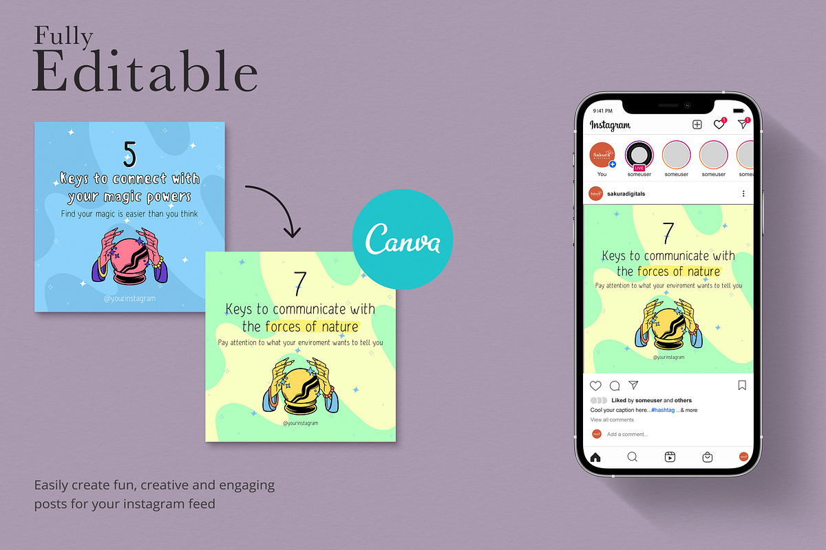 Mystic Coach Instagram Templates, a Social Media Template by Sakura Digitals (Photo 2 of 6)