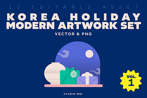 Korea Holiday Modern artwork set, an Object Graphic by Studio Mei Design