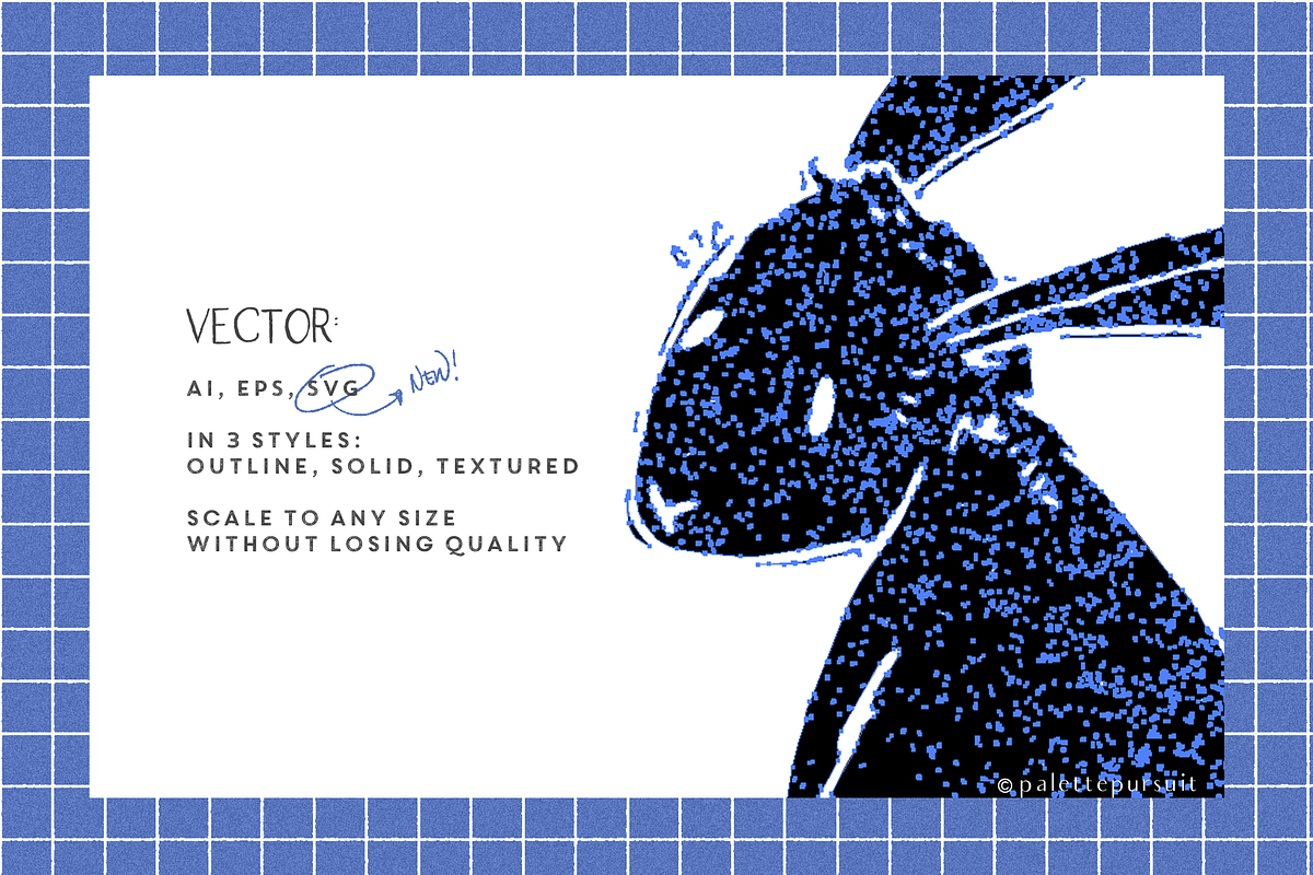 Linocut bunny rabbit vector clip art, a Graphic by Palette Pursuit (Photo 5 of 7)