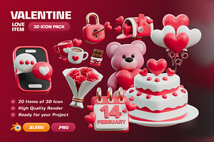 Valentine Love Item 3D Icon Pack, an Object 3D Model by Haps Space