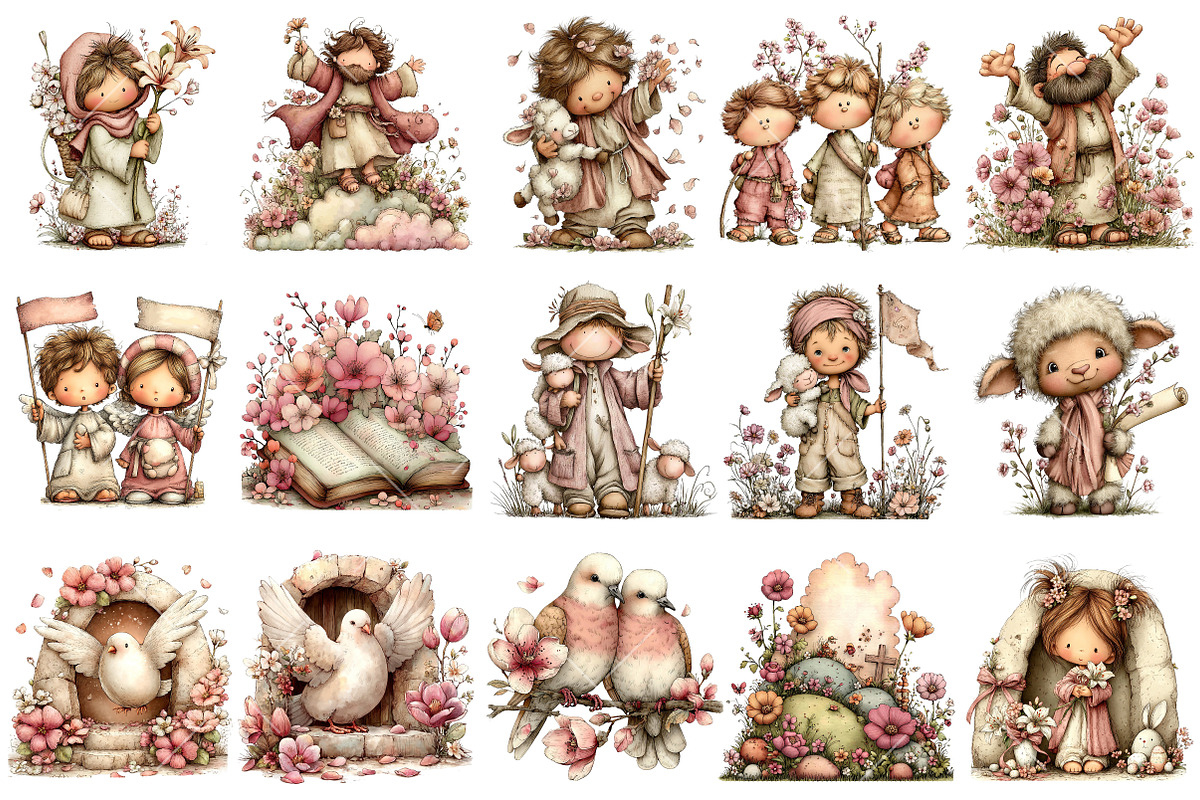 Whimsical Spring Nativity Scene Clip, an Illustration by OK Design (Photo 3 of 6)