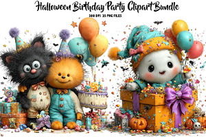 Halloween Birthday Party Clipart, a Seasonal Illustration by CreationArt