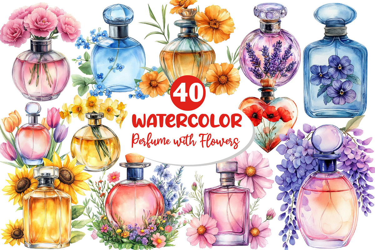 Perfume Scents with Flowers Clipart, an Illustration by Dream Creation (Photo 1 of 7)
