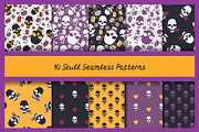 Vintage Doodle Skulls Digital Papers, a Pattern Graphic by Rose Design (Thumbnail 1 of 7)