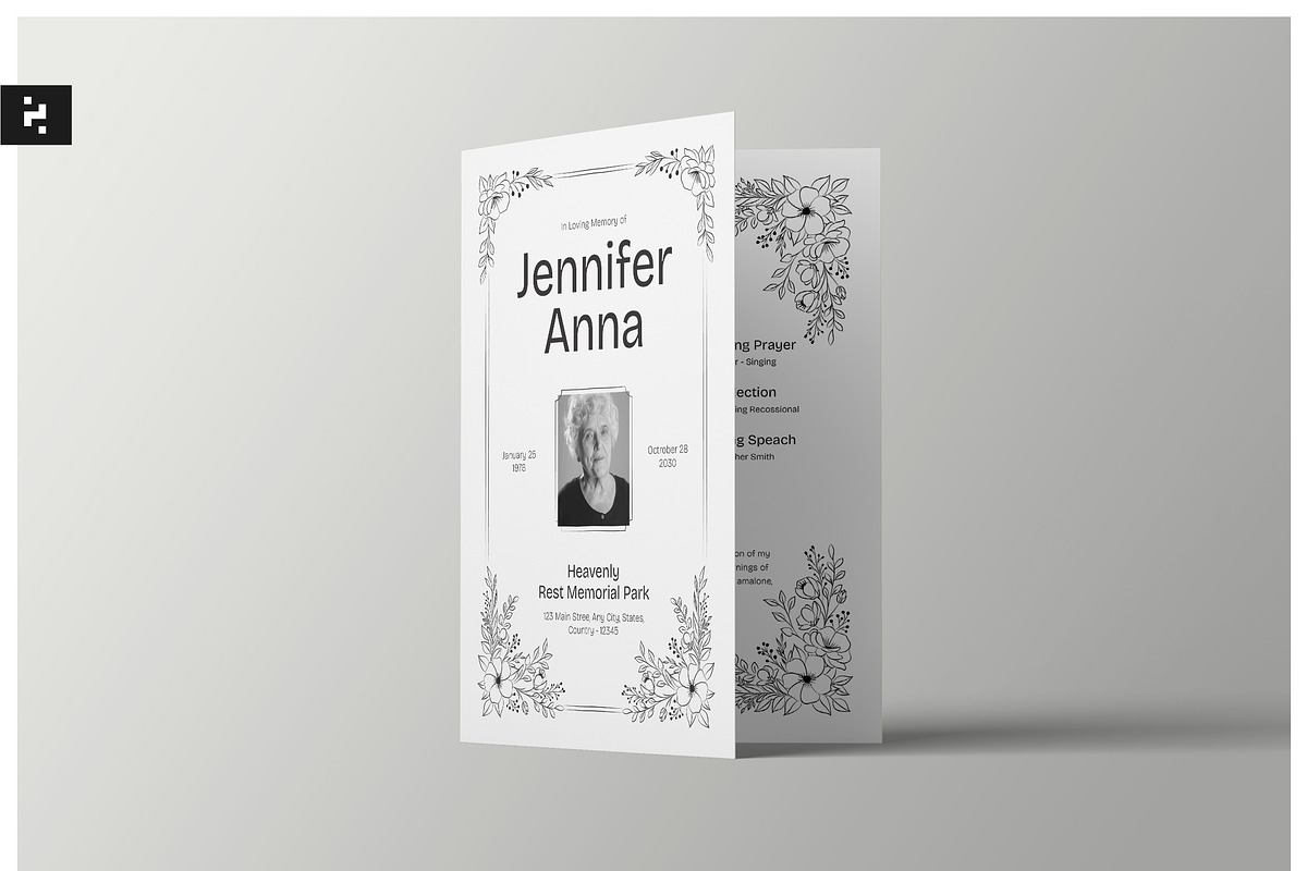 Soft Floral Funeral Program, a Brochure Template by Neermana (Photo 1 of 4)