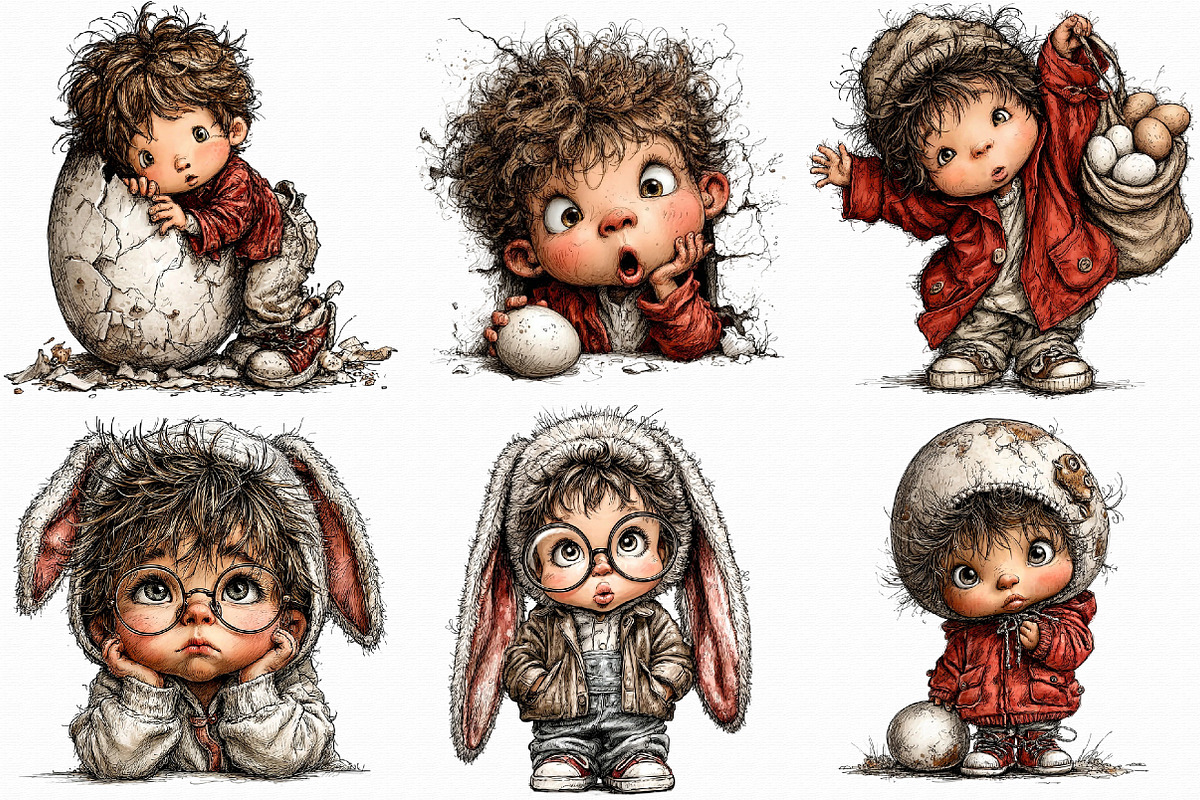 Funny Quirky Easter Boys Clipart Bun, an Illustration by Libby Wishes (Photo 5 of 7)