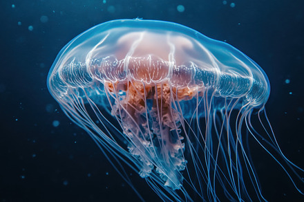 Vibrant jellyfish in ocean