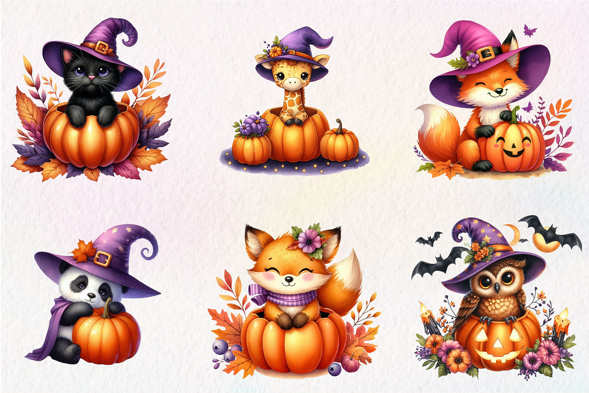 Animals in pumpkin clipart, an Illustration by CreationArt (Photo 4 of 5)