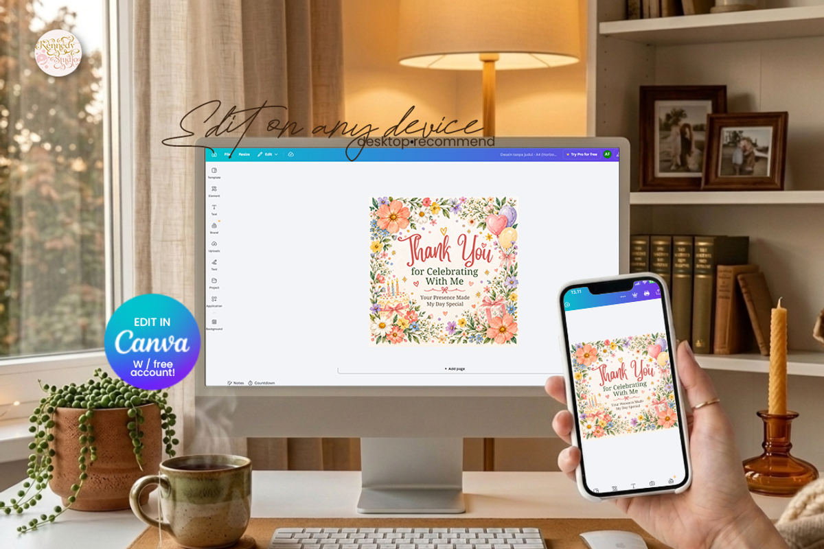Wildflower Birthday Thank You Canva, a Marketing Template by KennedyStudio (Photo 3 of 6)