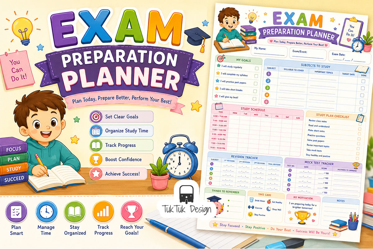15 Kids Planners Printable Bundle, an Education Illustration by TukTuk Design (Photo 10 of 17)