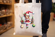 Christmas Fairy on Swing Sublimation, a Seasonal Illustration by Libby Wishes (Thumbnail 5 of 5)