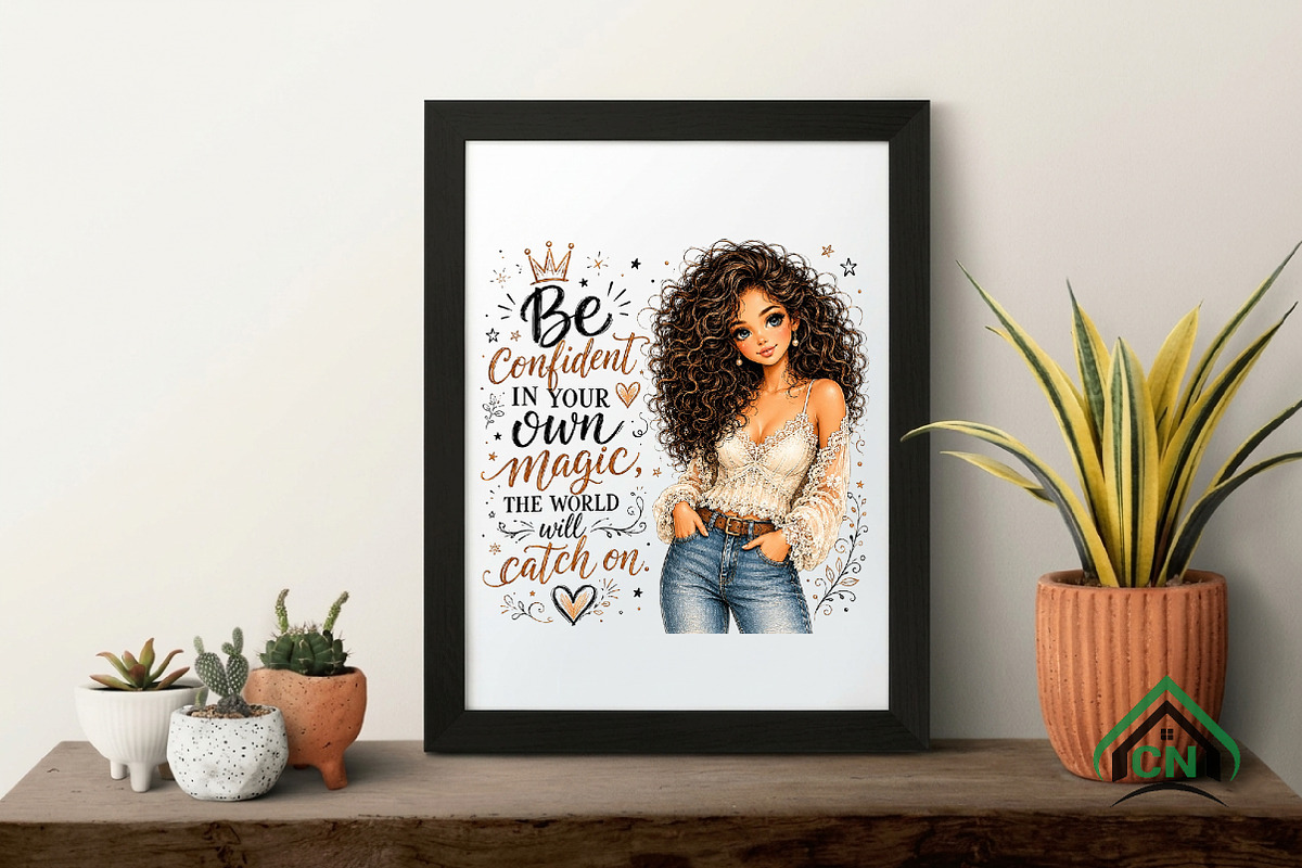 Brown Hair Girl Be Confident PNG, a Seasonal Illustration by Craft Nest (Photo 4 of 6)