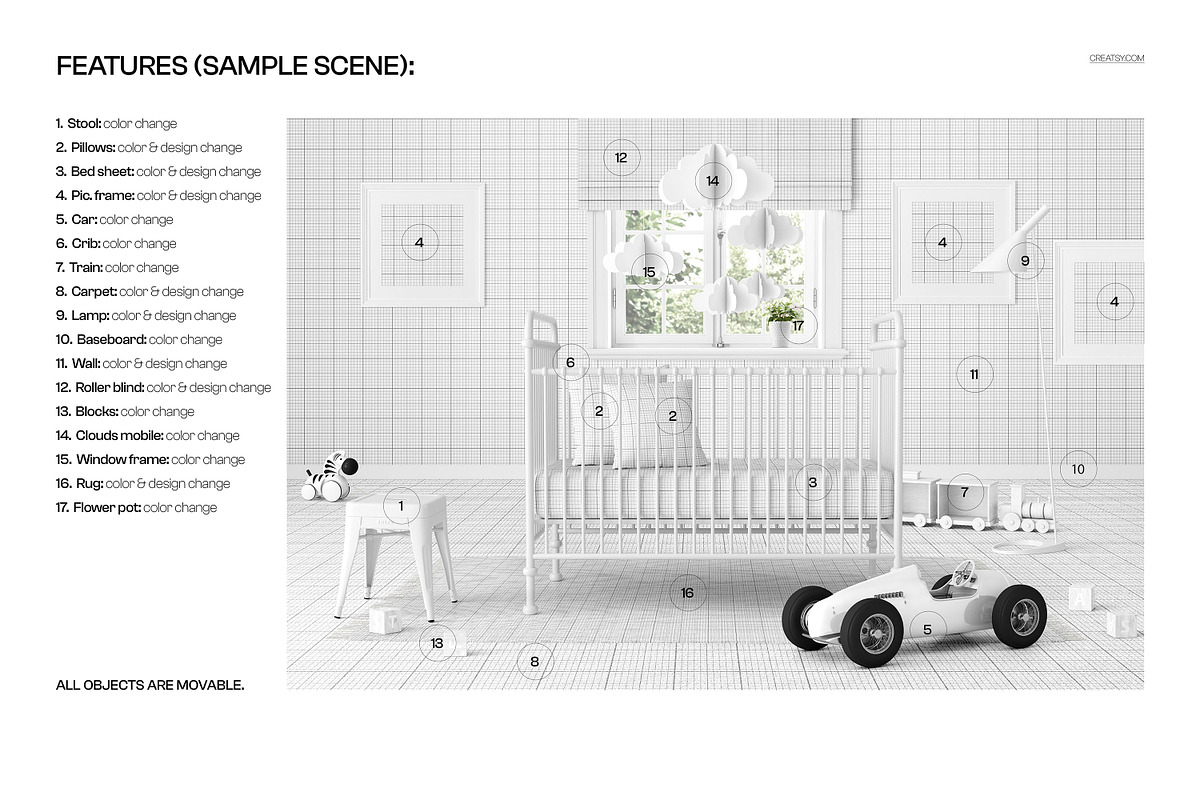 Baby Crib Nursery Mockup Collection, a Household Mockup by creatsy5 (Photo 5 of 22)