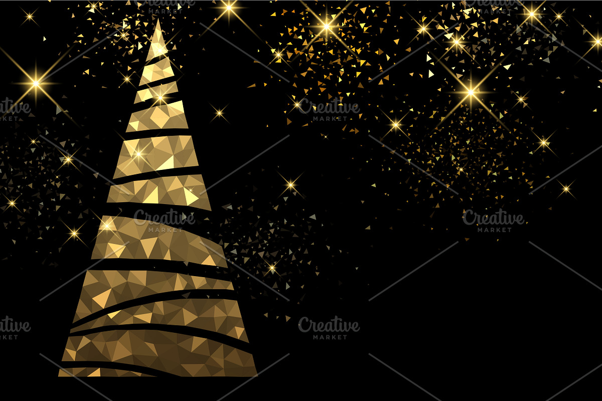 Golden Christmas trees set, a Decorative Illustration by Vjom (Photo 3 of 12)