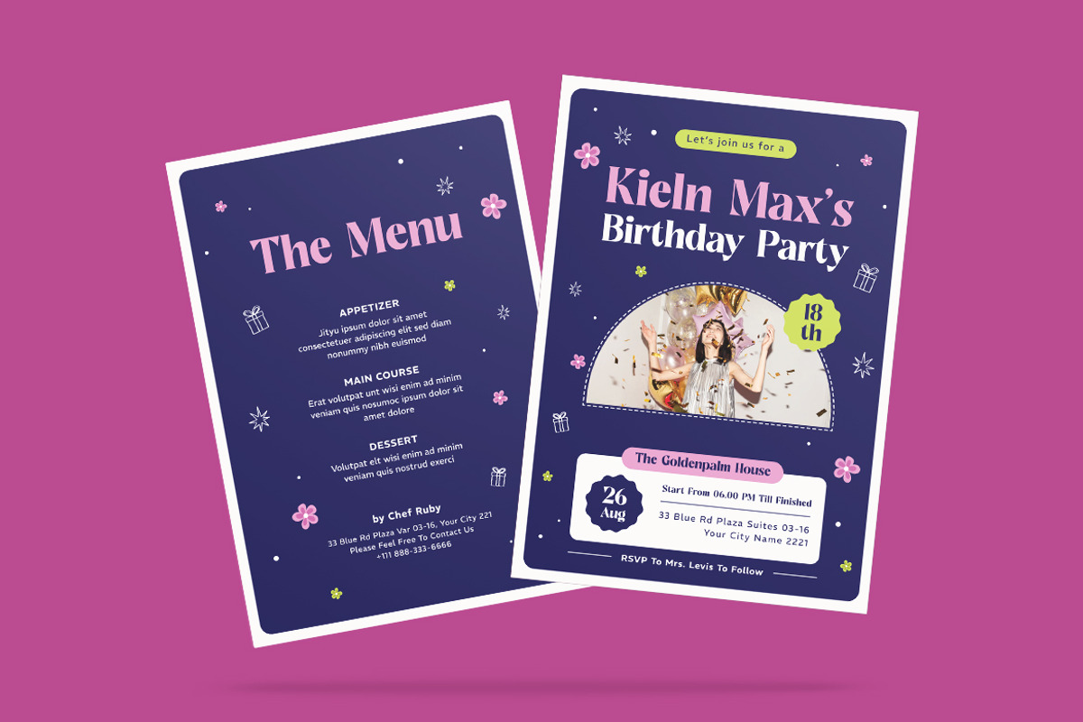Leily Birthday Invitation Template, an Invitation Template by iDoodle Studio (Photo 2 of 3)