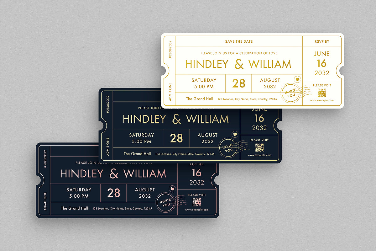 Wedding Ticket Invitation Template, an Invitation Template by BrandPacks (Photo 3 of 4)