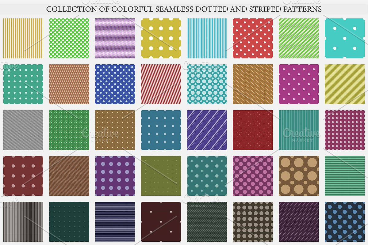 Color dot stripe seamless patterns, a Pattern Graphic by ExpressShop (Photo 1 of 5)
