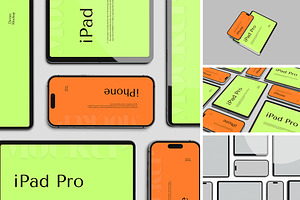 iPad Pro & iPhone Pro Mockup, a Wearable Device Mockup by Pikachudesign