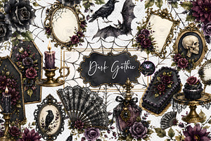 Dark Gothic Halloween Clipart, a Decorative Illustration by BigCakeBee