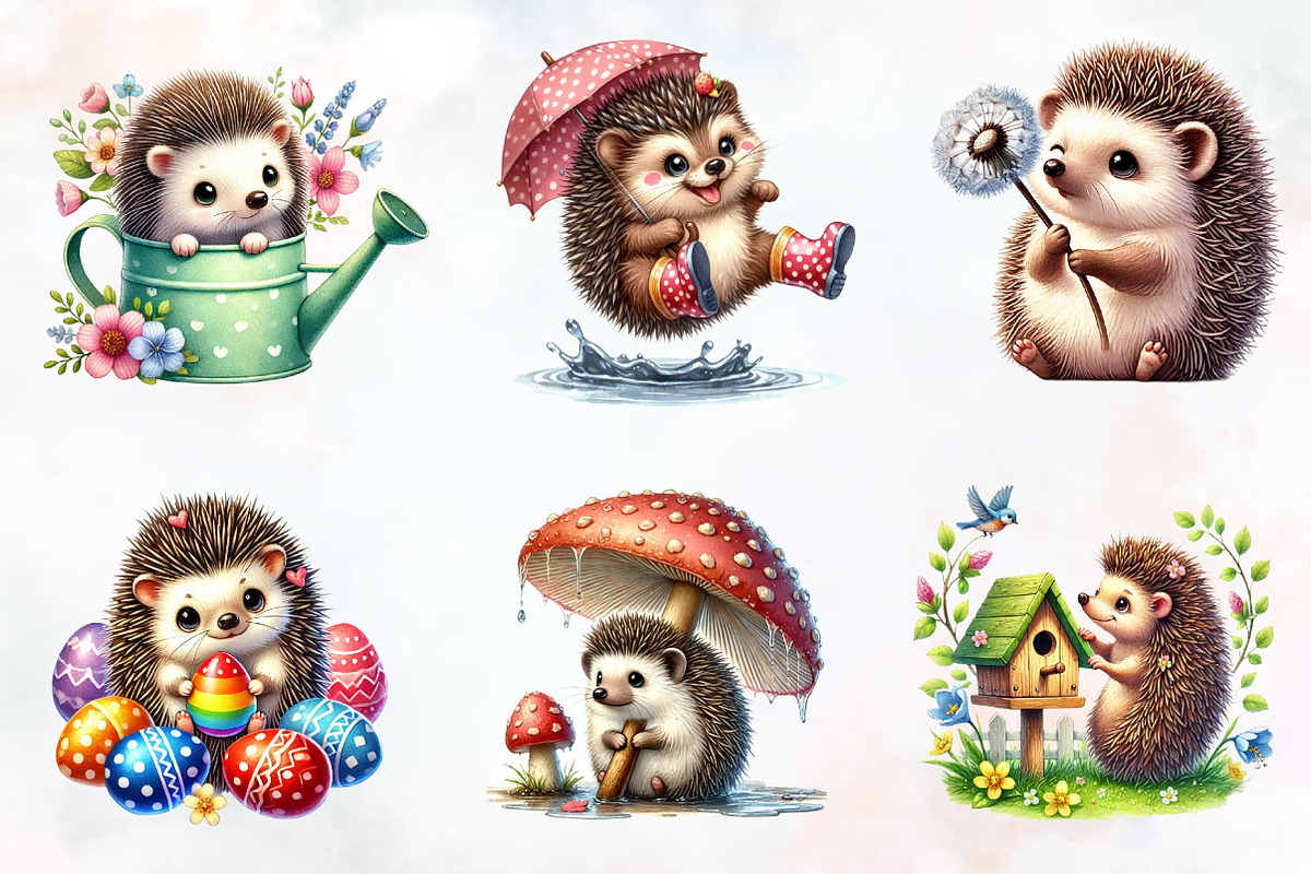 Spring Hedgehog Sublimation Clipart, an Illustration by RobertsArt (Photo 7 of 7)