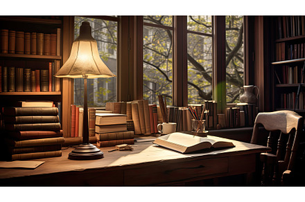 books cozy study ai generated, a School & Education Photo by pikepicture