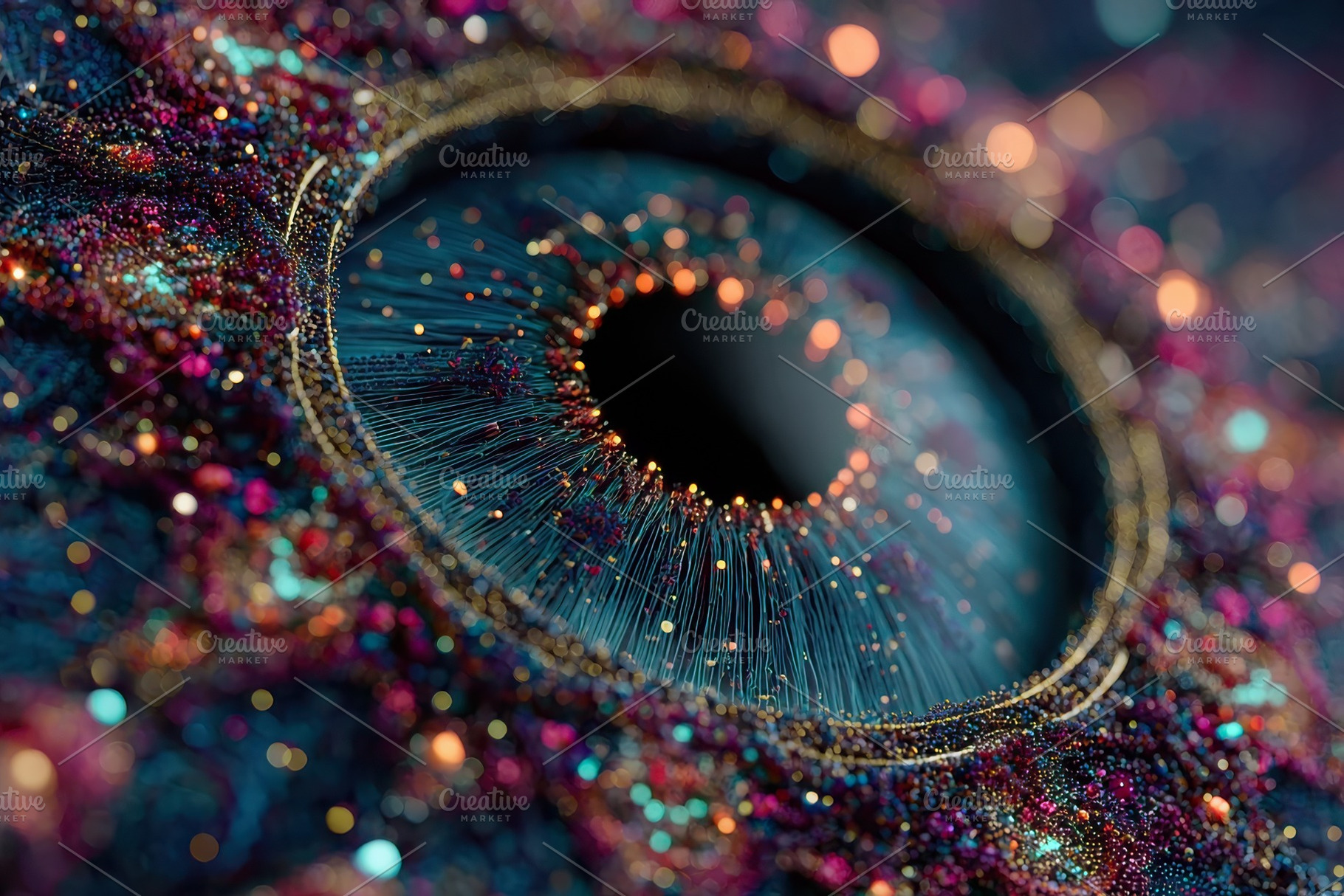 Abstract eye digital art glittering, a Photo by Pixeness Studio