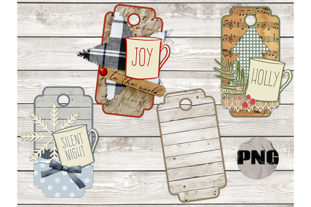 Coffee Lover's Christmas Gift Tags, a Seasonal Illustration by AlexandHer Digital Art (Photo 1 of 4)