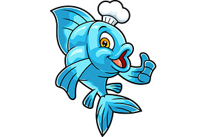 Fish Chef Cartoon Character, an Illustration by HitToon