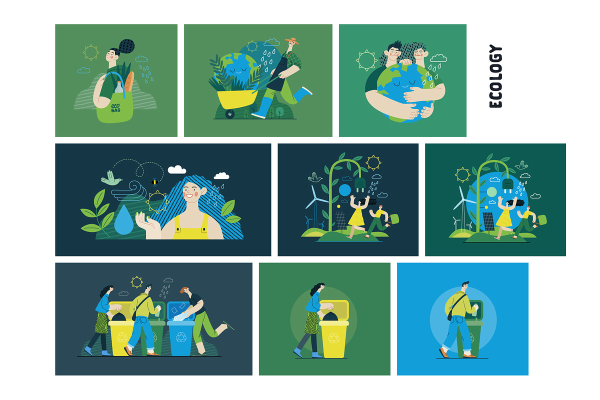 Ecology flat vector illustrations, a Templates & Theme by Grivina's shop (Photo 17 of 31)