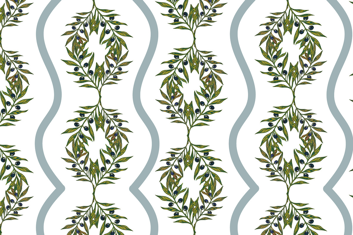 Mediterranean olive branch set, a Pattern Graphic by NayaChu (Photo 1 of 11)