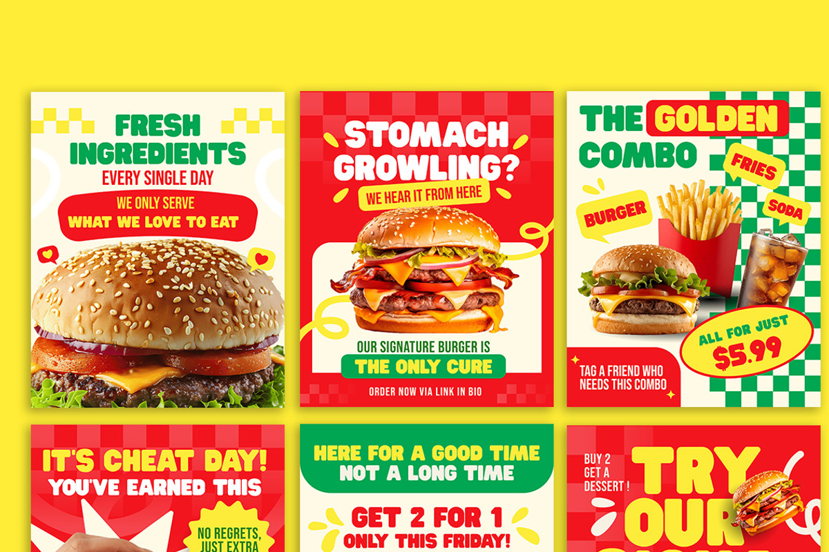 Modern Retro Fast Food- Template, a Social Media Template by Jiwstudio (Photo 3 of 4)