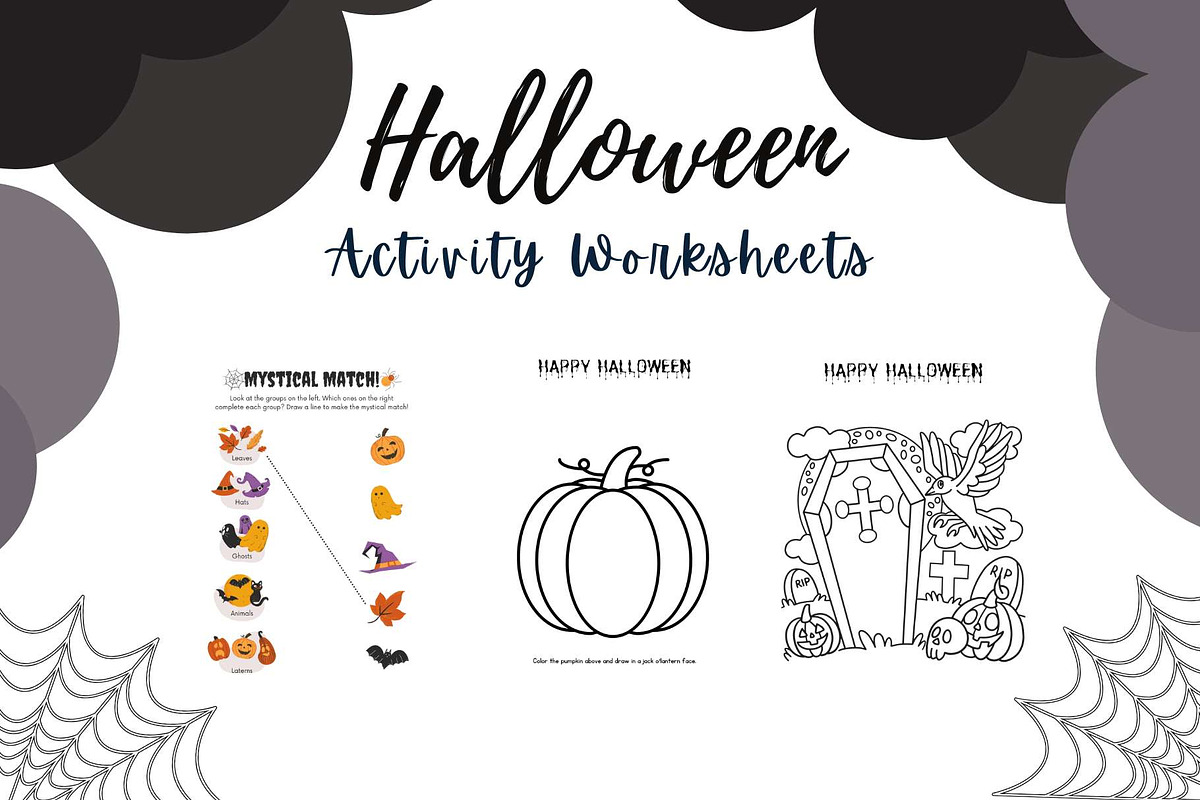 Halloween Fun Activity Worksheets, a Templates & Theme by Premium Digital Templates (Photo 3 of 3)