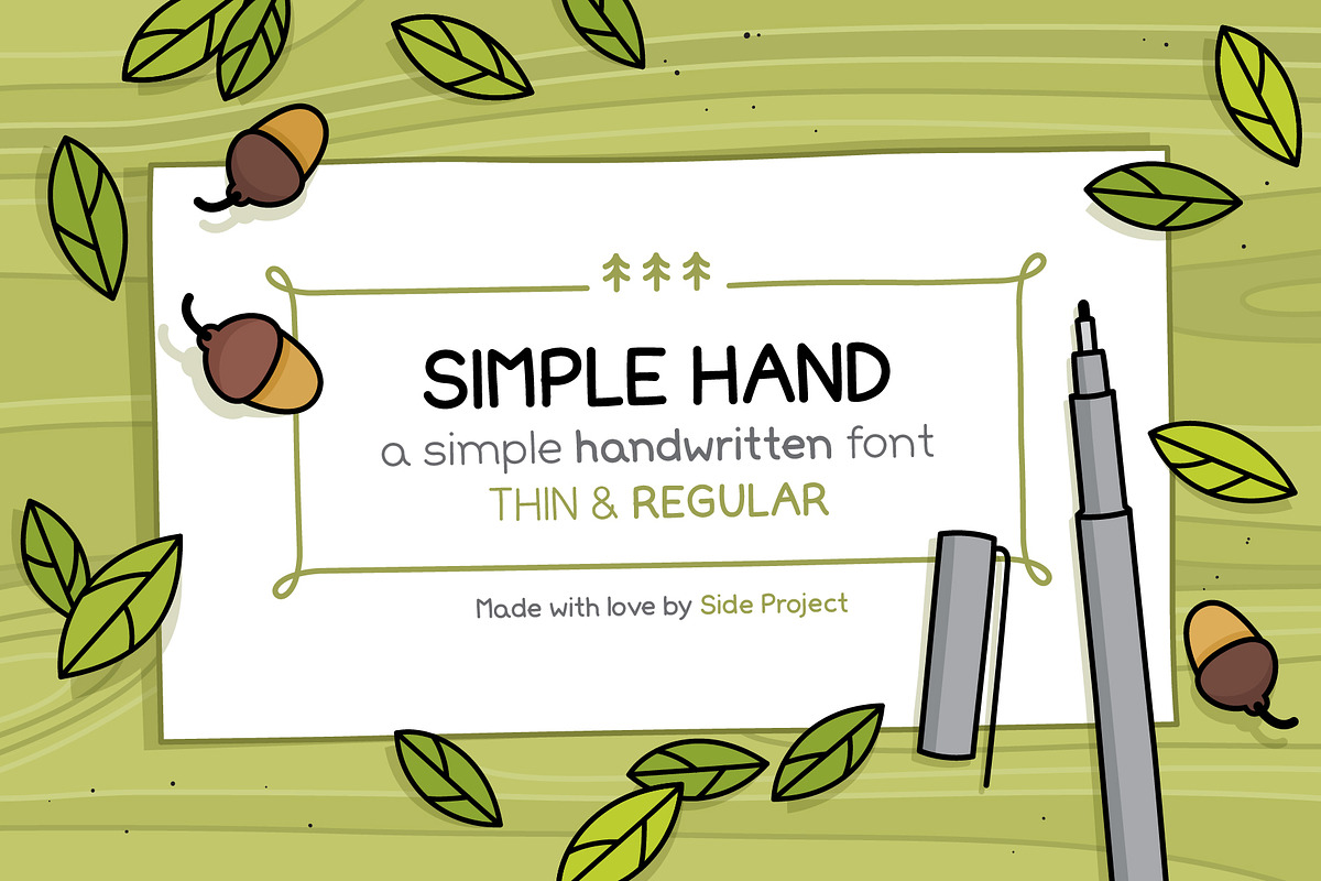Simple Hand handwritten font, a Sans Serif Font by Side Project (Photo 1 of 4)