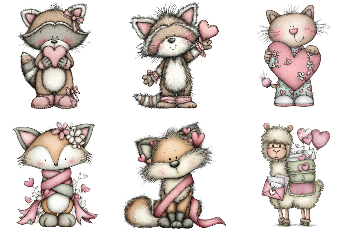 Whimsical Funny Animal Love Clipart, a Graphic by CraftArtStudio (Photo 6 of 6)