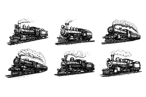 Engraving steam train. Old coal, an Object Illustration by Stock-Smart-Start