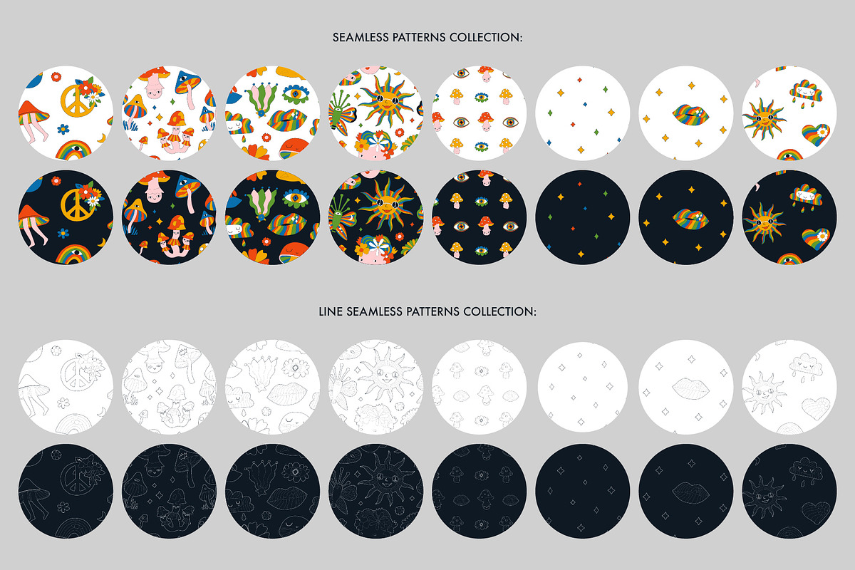 Retro psychedelic vector set., an Object Graphic by anna khramtsova (Photo 5 of 14)