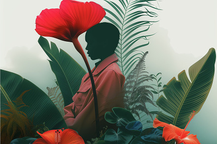 Wallpaper with tropical flowers,, a Wallpaper Photo by Imaginarium