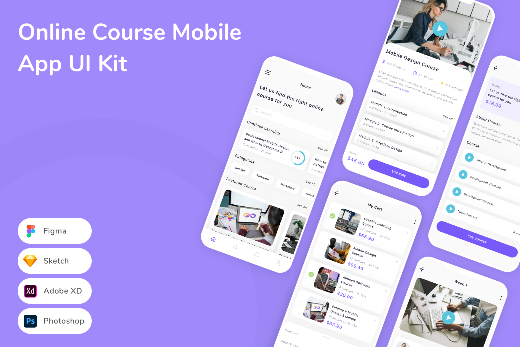 Online Course Mobile App UI Kit, an UI Kit Template by Betush