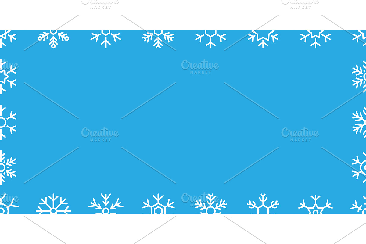 Snowflake frame border on blue, an Illustration by GraphiShop