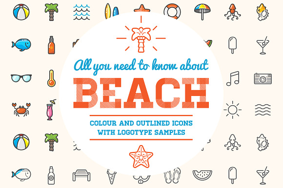 Awesome Beachbar Icons And Logo Set