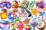 Watercolor Spa Day Clipart Bundle, an Illustration by Canvas Craft (Thumbnail 1 of 7)