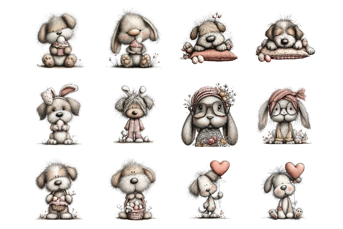 Whimsical easter dog clipart, an Illustration by SinaCreation (Photo 2 of 11)