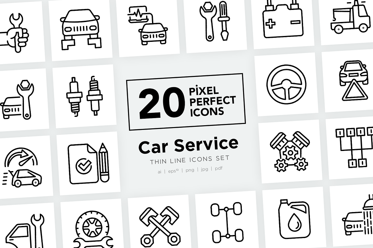 Car Service 20 Pixel Perfect Icons, an Outline Icon by Alex Blogoodf (Photo 11 of 11)
