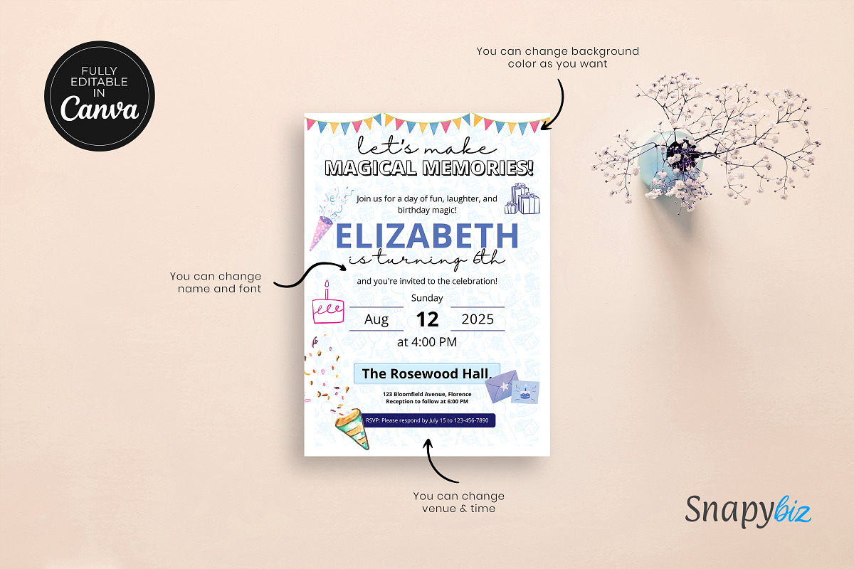 Birthday Invitation For Kids, an Invitation Template by Snapybiz (Photo 7 of 10)