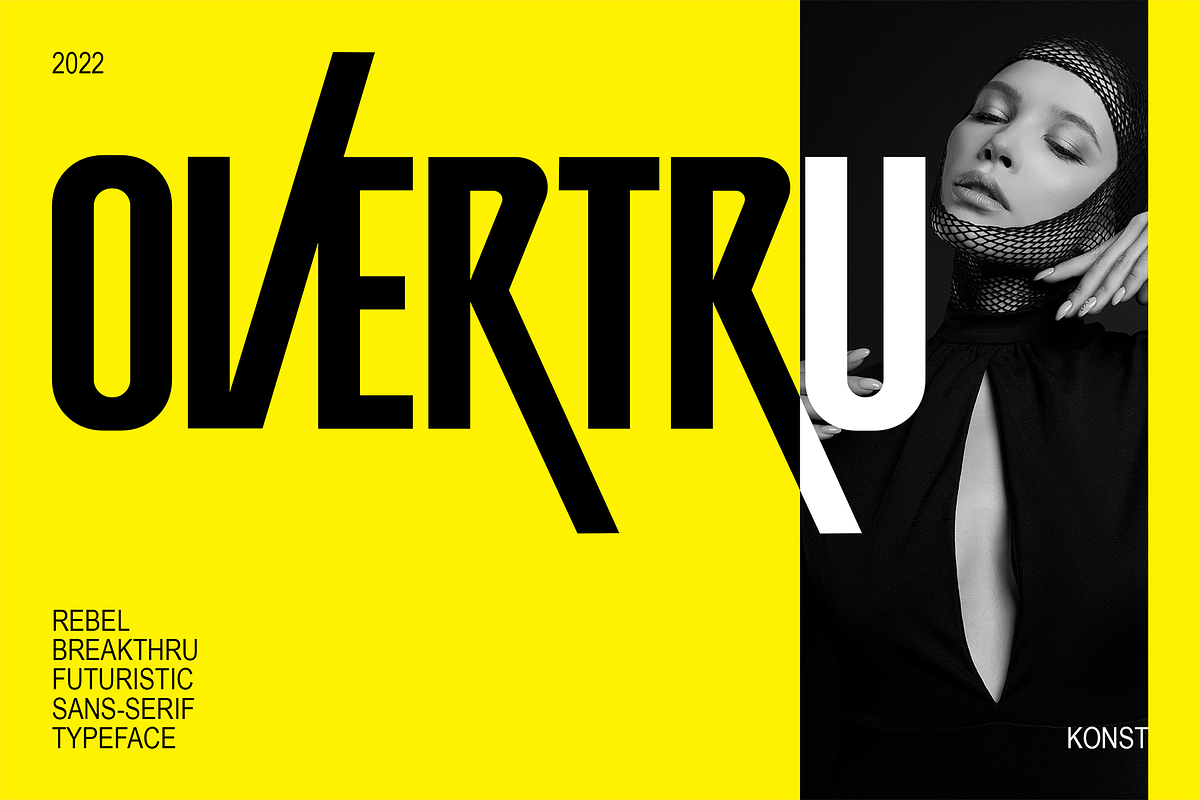 Overtru – Experimental Fonts, a Sans Serif Font by Konstantine Studio (Photo 1 of 3)