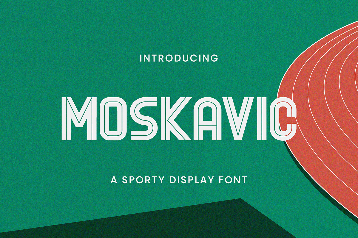 MOSKAVIC: Retro Sporty Display Font, a Sans Serif Font by StringLabs (Photo 1 of 8)