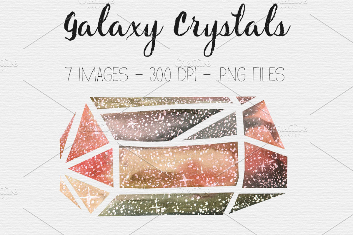Watercolor Galaxy Crystal Clipart, an Illustration by TigerlilyDesignCo (Photo 1 of 2)