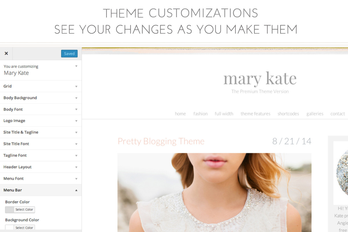 Mary Kate - Feminine WordPress Theme, a WordPress Template by angiemakeswebsites (Photo 4 of 5)