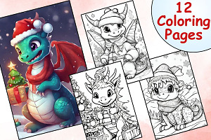 Christmas Dragon Coloring Pages