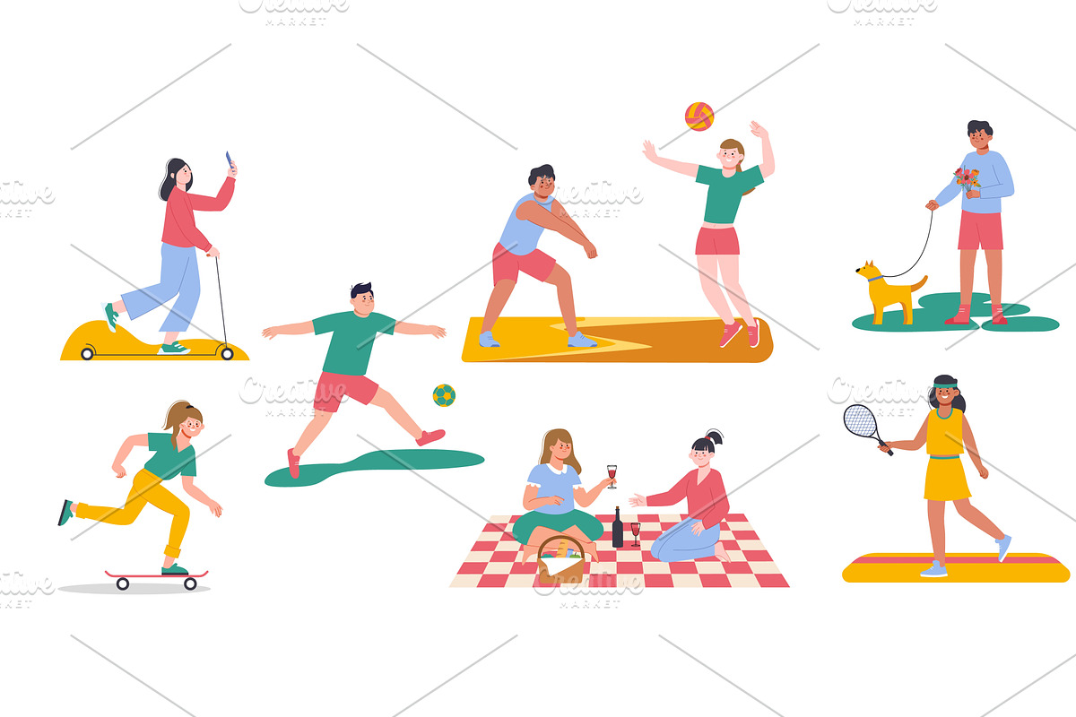 Beach and park activities. People, a Sport Illustration by LadadikArt